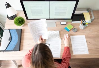 Top,View,Of,The,Workspace,And,Office,Of,A,Female