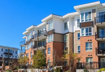 Architectural details of modern apartment building.