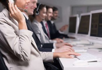 Cropped picture of smiling consultants